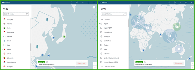 NordVPN app - Japan